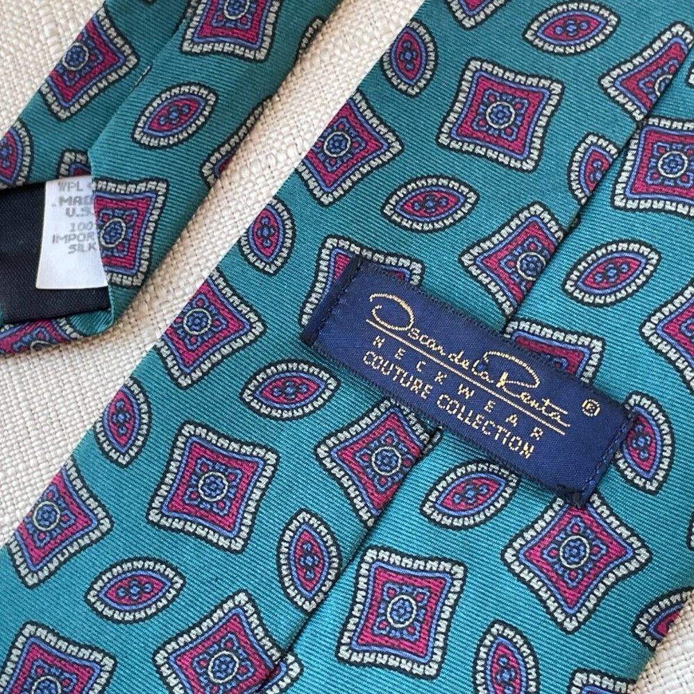Oscar De La Renta Neckwear Men Tie Couture Collection 100% Silk Made in USA - Picture 11 of 13